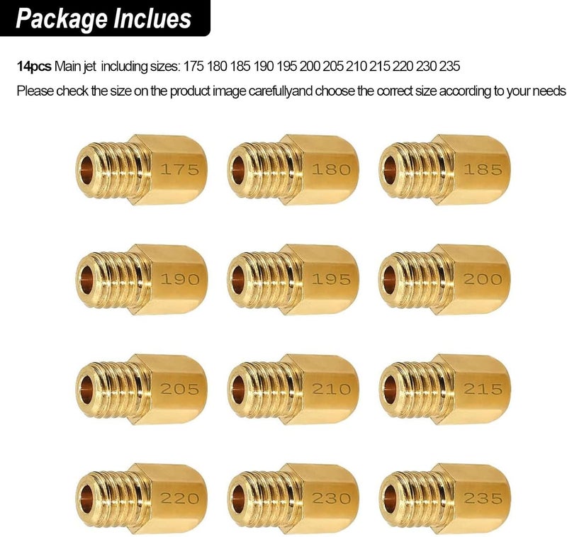 Strongthium Main Jet Kit for Mikuni VM TM Carburetors Large Hex VM4/042 175# ~ 235# - Image 4